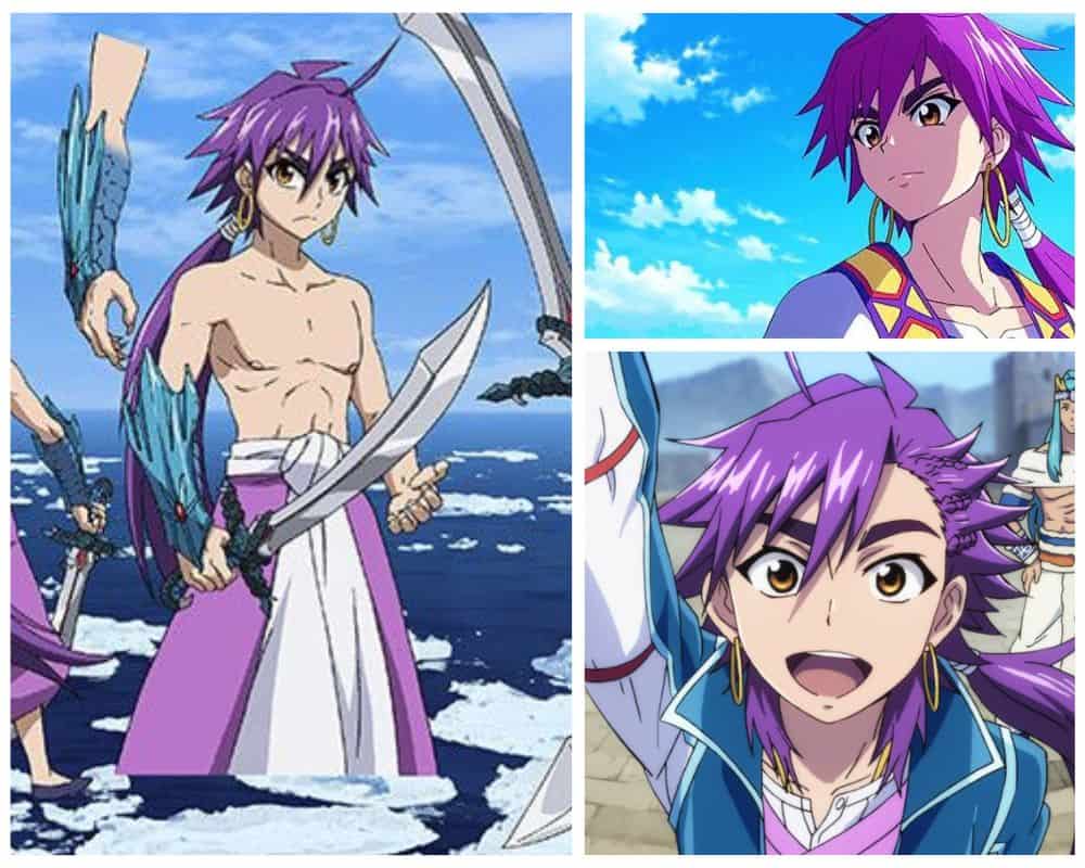 Sinbad Cartoon Character with purple hair