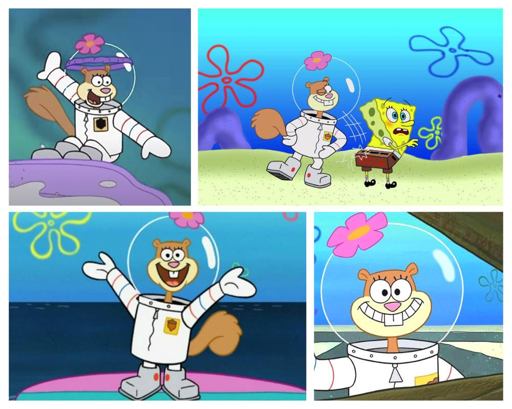 Sandy Cheeks is a female squirrel cartoon characters